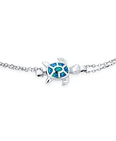 Bling Jewelry Hawaii Nautical Charm Sea Blue Opal Turtle Anklet Ankle Bracelet Sterling Silver