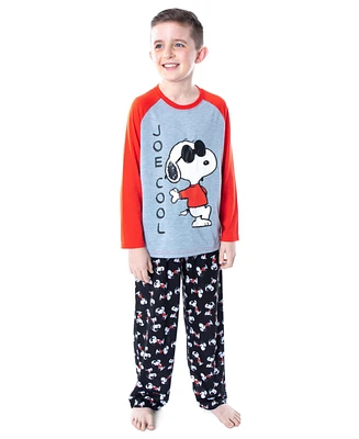 Peanuts Boys Joe Cool Snoopy Pajamas Raglan Shirt And Pant Sleepwear Set