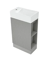 18.6" Bathroom Vanity with Sink, Bathroom Vanity Cabinet with Two-tier Shelf, Left or Right Orientation, Grey