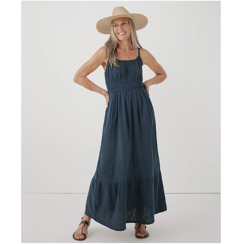 Pact Women's Organic Cotton Coastal Double Gauze Cami Maxi Dress