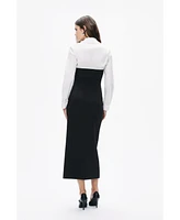 Nocturne Women's Shirt Detail Midi Dress