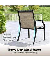 2 Piece Patio Dining Chairs Large Outdoor Chairs with Breathable Seat and Metal Frame