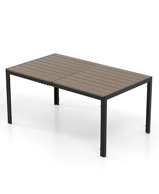 Large Outdoor Rectangle Dining Table with Metal Legs