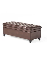 Pu Leather Storage Bench Classic Tufted Ottoman Multifunctional Bedroom and Living Room Bench-The Pop Home