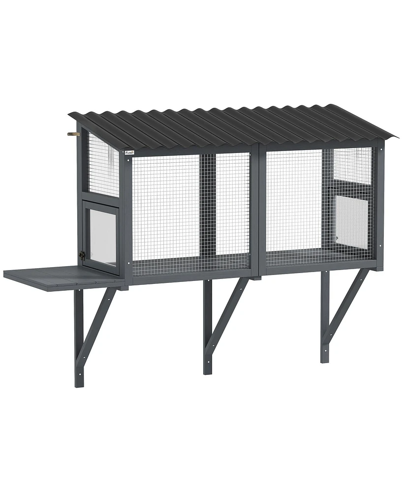 PawHut Outdoor Cat Catio, Cat Enclosure Window Perch with Jumping Platform