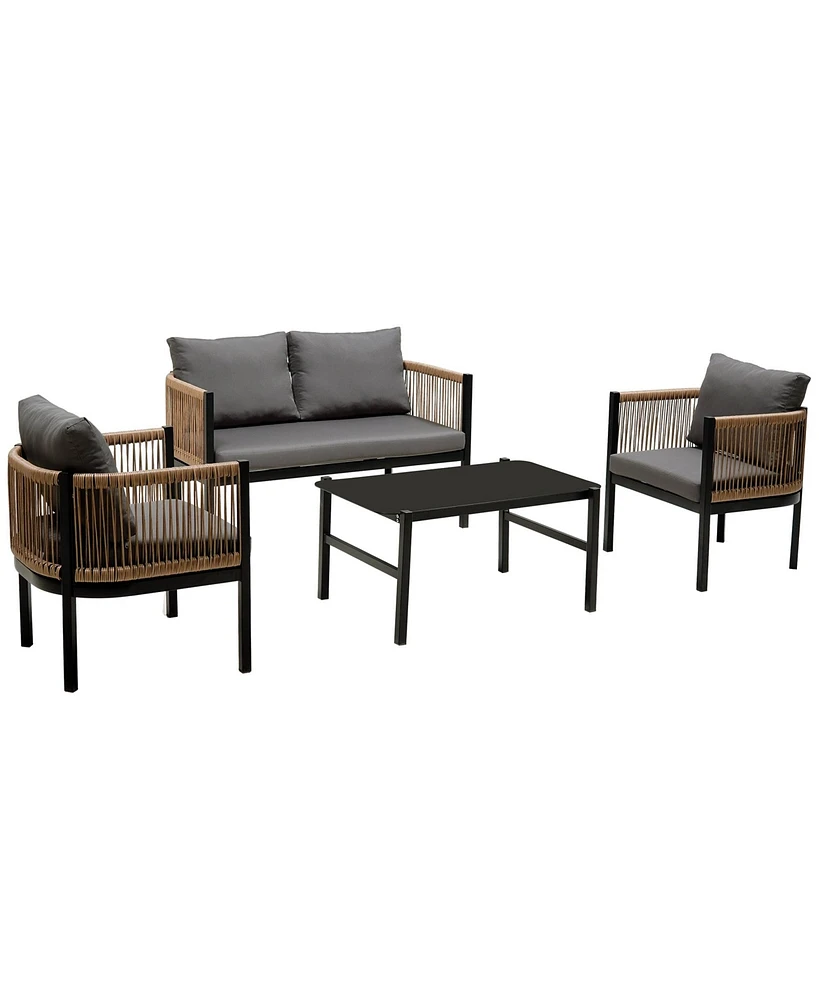 Mondawe Multi-person Outdoor Sofa Combination with A Table, Suitable for Garden