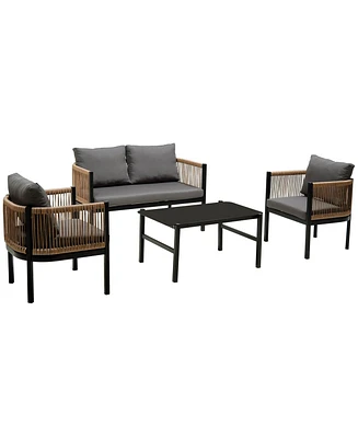 Mondawe Multi-person Outdoor Sofa Combination with A Table, Suitable for Garden