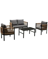 Mondawe Multi-person Outdoor Sofa Combination with A Table, Suitable for Garden