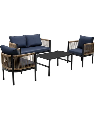Mondawe Multi-person Outdoor Sofa Combination with A Table, Suitable for Garden