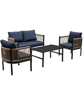 Mondawe Multi-person Outdoor Sofa Combination with A Table, Suitable for Garden