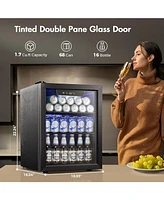 Antarctic Star 1.7 Cu.ft Beverage Cooler with Glass Door, Holds 68 Cans, Digital Temperature Control for Soda, Beer, or Wine, Compact Drink Fridge for