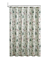 Kate Aurora Holiday Living Sparkly Metallic Christmas Santa Fabric Shower Curtain