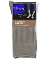 Hanes Men's Originals Premium SuperSoft Crew Socks, 3-Pack
