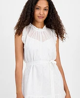 julia jordan Women's High-Neck Sleeveless Tie-Waist Dress