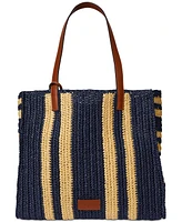 Lauren Ralph Lauren Striped Woven Straw Extra Large Wilow Tote Bag