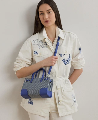 Lauren Ralph Lauren Striped Canvas Small Devyn Tote Bag