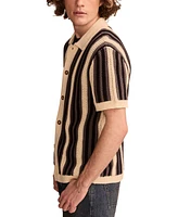 Lucky Brand Men's Short Sleeve Striped Cardigan Sweater