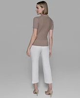 Karl Lagerfeld Paris Women's Collared Ribbed Shirt