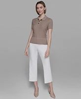 Karl Lagerfeld Paris Women's Collared Ribbed Shirt