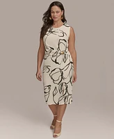 Donna Karan New York Plus Hardware-Trim Side-Twist Dress