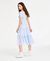 Celebrity Pink Juniors' Smocked Puff-Sleeve Midi Dress