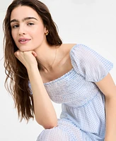 Celebrity Pink Juniors' Smocked Puff-Sleeve Midi Dress