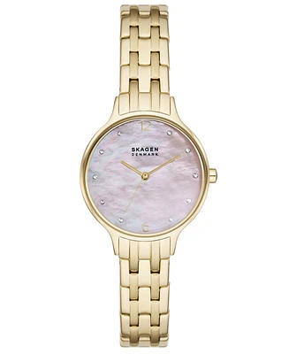 Skagen Women's Anita Lille Quartz Three-Hand Gold Stainless Steel Watch, 30mm