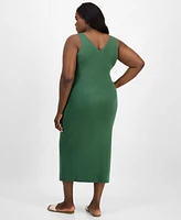 Madden Girl Trendy Plus Cargo Pocket Sleeveless Midi Dress