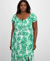 Madden Girl Trendy Plus Puff-Sleeve Midi Dress