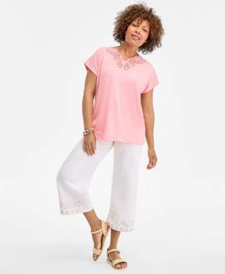 Style Co Womens Lace Trim T Shirt Bracelets Cropped Pants Sandals Exclusively At Macys
