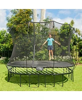 Springfree Trampoline 11 ft x 11 ft Large Square + FlexrHoop + FlexrStep V2 Bundle – Springless Fun with Goal Hoop and Ladder Attachment Access