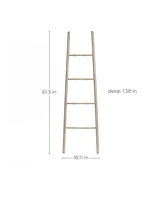 LuxenHome Rustic Birch Wood 4-Rung Blanket Ladder