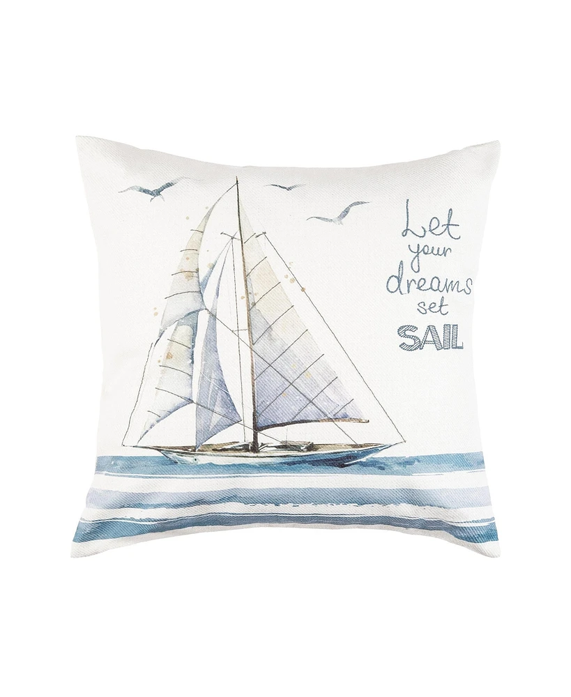18" x 18" Let Your Dreams Set Sail Embroidered Throw Pillow