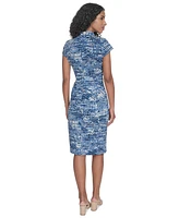 Calvin Klein Women's Split-Neck Printed Scuba Sheath Dress