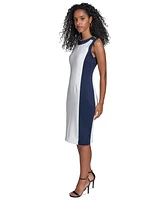 Calvin Klein Women's Colorblocked Sleeveless Scuba Sheath Dress