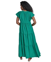 Calvin Klein Women's Split-Neck Tiered Maxi Dress