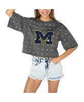Gameday Couture Women's Gray Michigan Wolverines Go Time Rhinestone Crop T-Shirt