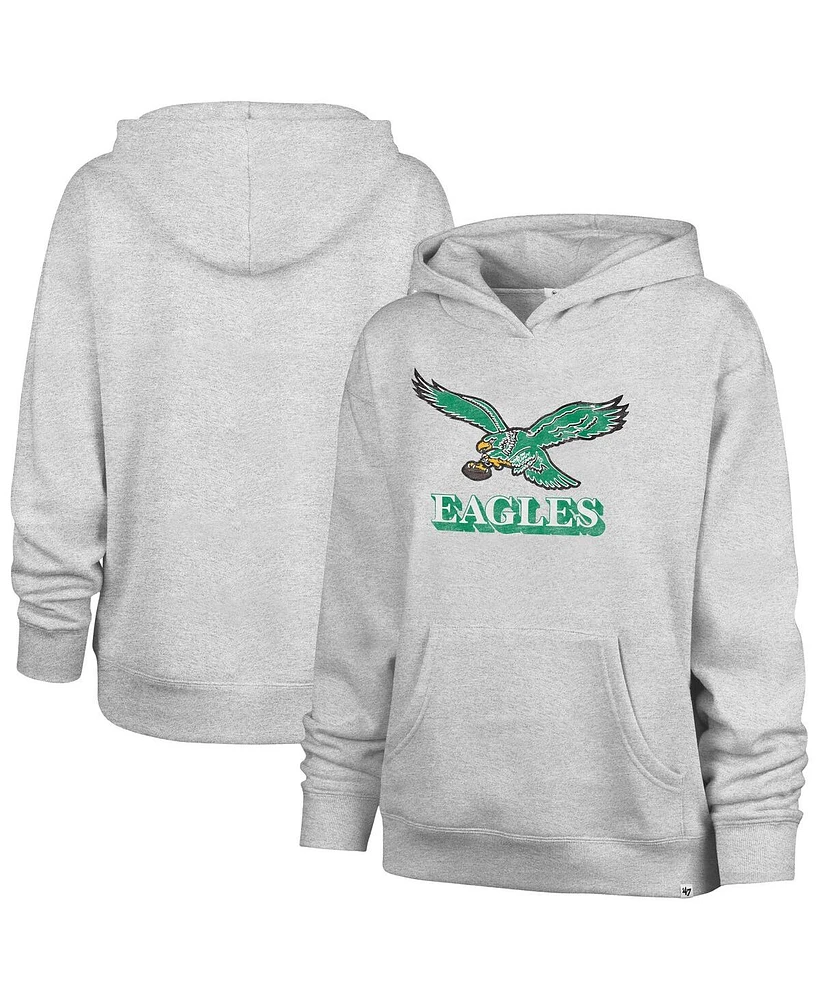 '47 Brand Women's Gray Philadelphia Eagles Distressed Standout Naomi Pullover Hoodie