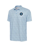 Antigua Men's Light Blue Charlotte Fc Field Ditsy Polo Shirt