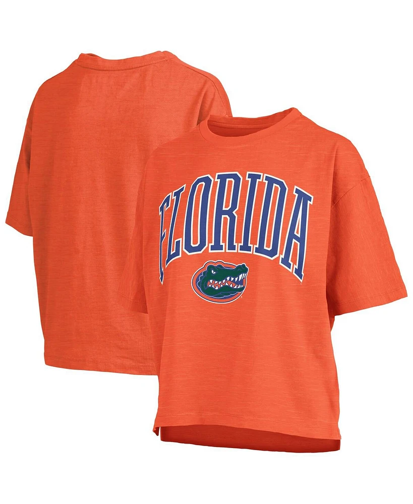 Pressbox Women's Orange Florida Gators Nelson Arch Over Logo Waist Length Oversized Slub T-Shirt