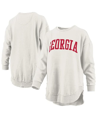 Pressbox Women's Oatmeal Georgia Bulldogs Melange Poncho Vintage Fleece Long Sleeve Pullover Sweatshirt