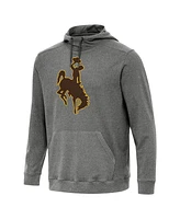 Antigua Men's Heather Charcoal Wyoming Cowboys Cloud Pullover Hoodie