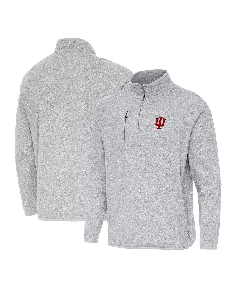 Antigua Men's Heather Gray Indiana Hoosiers Certain Tri-Blend Quarter-Zip Top