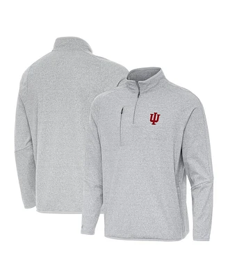 Antigua Men's Heather Gray Indiana Hoosiers Certain Tri-Blend Quarter-Zip Top