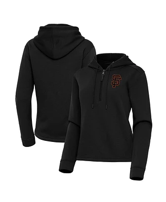 Antigua Women's Black San Francisco Giants Contemporary Quarter-Zip Hoodie