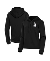 Antigua Women's Black Los Angeles Dodgers Contemporary Quarter-Zip Hoodie