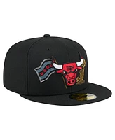 New Era Men's Black Chicago Bulls State Stitch 59FIFTY Fitted Hat