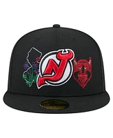 New Era Men's Black New Jersey Devils State Stitch 59FIFTY Fitted Hat