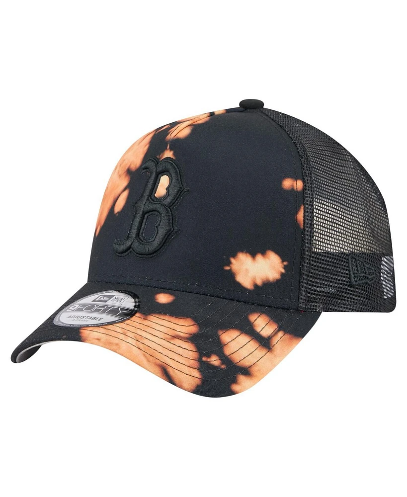 New Era Men's Black Boston Red Sox Bleached A-Frame 9FORTY Adjustable Hat