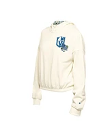New Era Women's Cream Vegas Golden Knights Glam Game Quarter-Zip Cropped Floral Pullover Hoodie